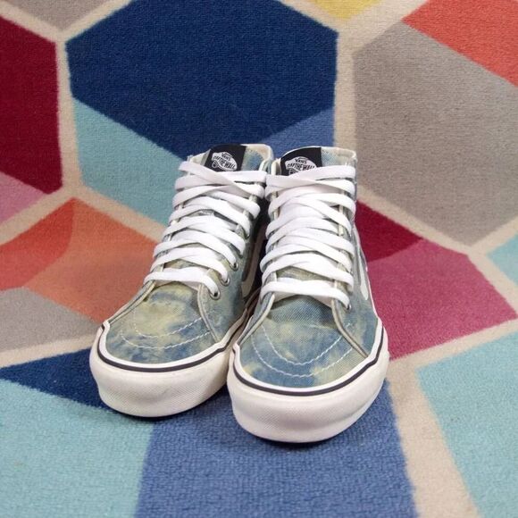 VANS SK8-HI Tapered Denim Embroidery Skull Sneakers size 6.5 - Picture 3 of 6